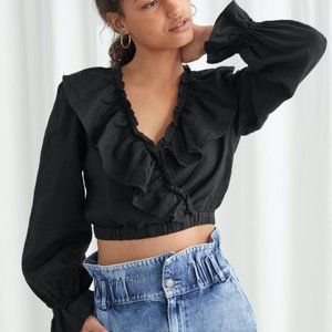 & Other Stories Linen Ruffle Top